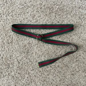 Green and red belt. Can be dressed up or down